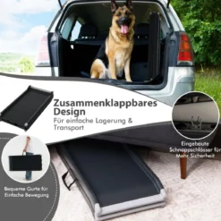 160 cm lange Faltbare Haustierrampe Tragbare Autorampe für Hunde schwarz