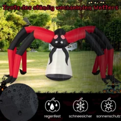 313 cm lange Halloween aufblasbare Spinne gruselige Spinnendekoration mit roten Tunnellicht-Augen & LED-Leuchte