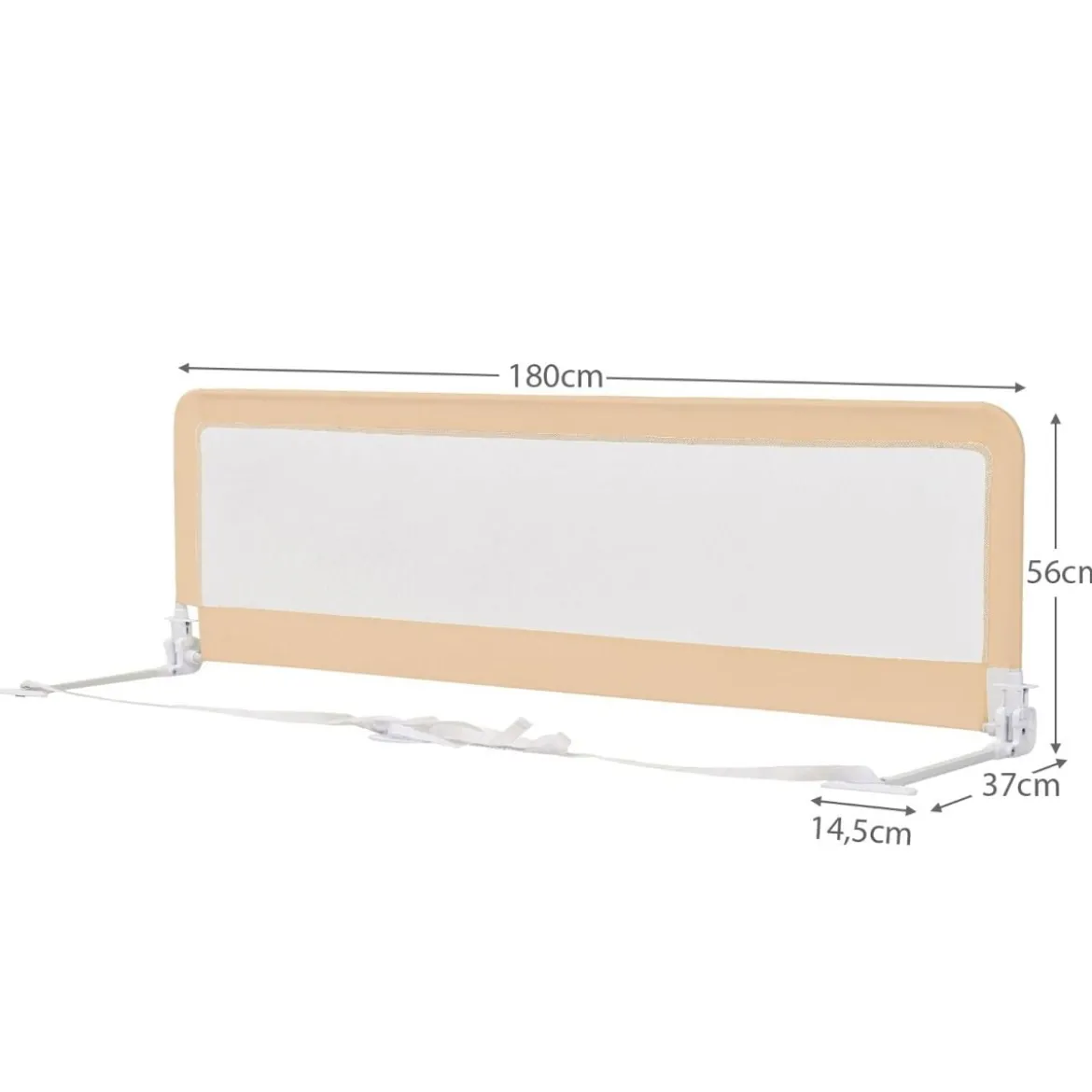 180 cm Lange Klappbares Bettgitter mit Sicherheitsgurten 180° Faltbar Beige