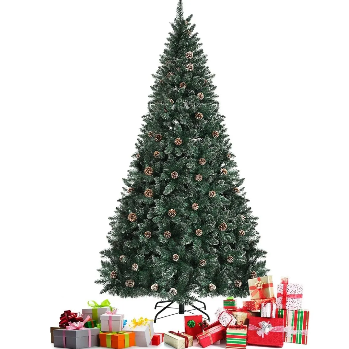 180 cm Langer Künstlicher Weihnachtsbaum Verschneiter Festtagsbaum mit 1000 Zweigspitzen