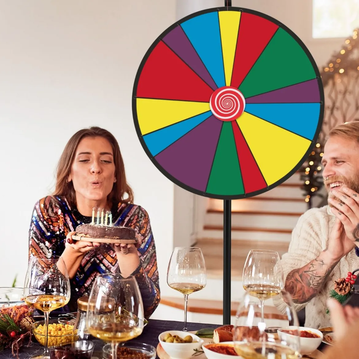 76 cm langes Gewinnspielrad höhenverstellbares Lotterierad mit Ständer beschreibbares Glücksrad
