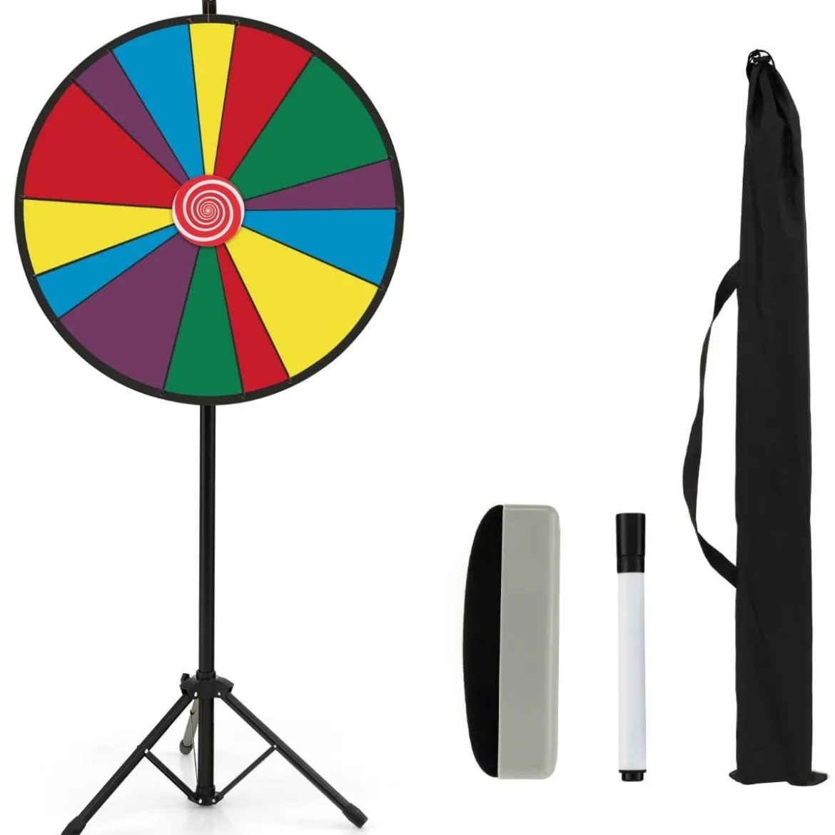 76 cm langes Gewinnspielrad höhenverstellbares Lotterierad mit Ständer beschreibbares Glücksrad