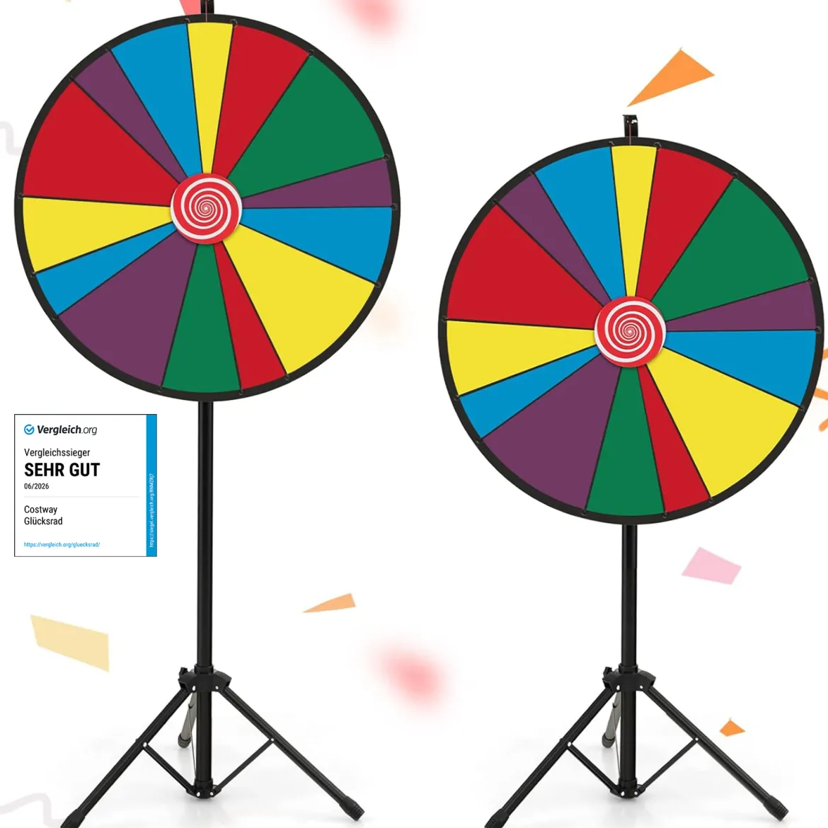 76 cm langes Gewinnspielrad höhenverstellbares Lotterierad mit Ständer beschreibbares Glücksrad