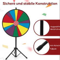 76 cm langes Gewinnspielrad höhenverstellbares Lotterierad mit Ständer beschreibbares Glücksrad
