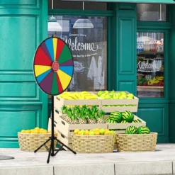 76 cm langes Gewinnspielrad höhenverstellbares Lotterierad mit Ständer beschreibbares Glücksrad