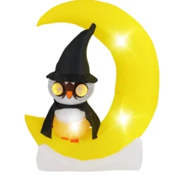 155CM LED Aufblasbarer Eulen auf dem Mond Stehend Schreckliche Halloween Dekoration