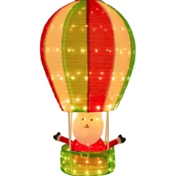 135 cm LED Heißluftballon Weihnachtsdeko mit Weihnachtsmann Weihnachtsballon