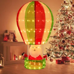 135 cm LED Heißluftballon Weihnachtsdeko mit Weihnachtsmann Weihnachtsballon