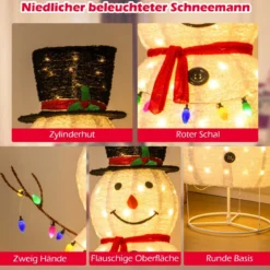 180 cm LED Schneemann beleuchtet Weihnachtsfigur mit 180 warmweißen LED- Lichern