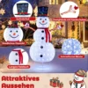 184 cm LED Schneemann beleuchtet Weihnachtsfigur mit schwarzem Hut & Schal