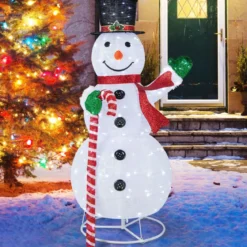 150 cm LED Schneemann Weihnachtsdeko mit LED-Lichtern & Erdspießen Witterungsbeständig