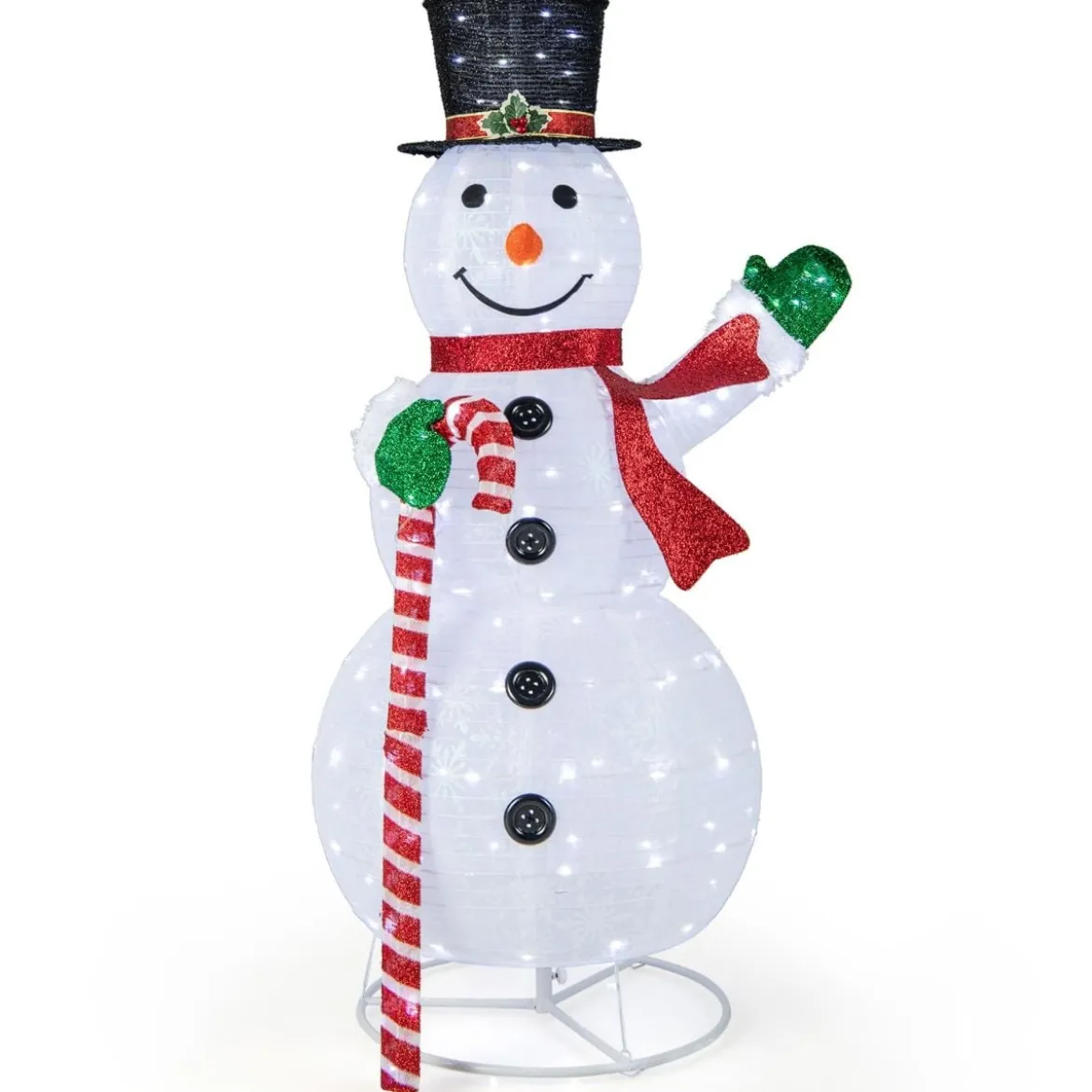 150 cm LED Schneemann Weihnachtsdeko mit LED-Lichtern & Erdspießen Witterungsbeständig