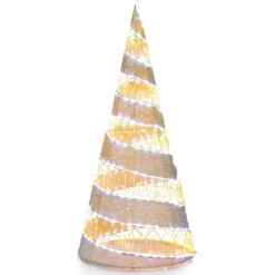 155 cm LED Weihnachtsbaum Kegelform mit Lichterkette & 300 Warmweißen & 250 Kaltweißen LEDs