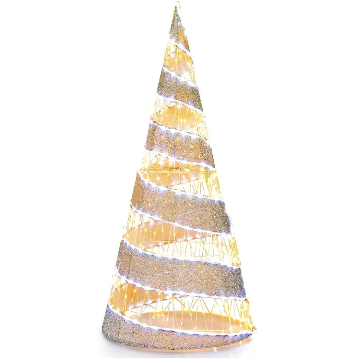 155 cm LED Weihnachtsbaum Kegelform mit Lichterkette & 300 Warmweißen & 250 Kaltweißen LEDs