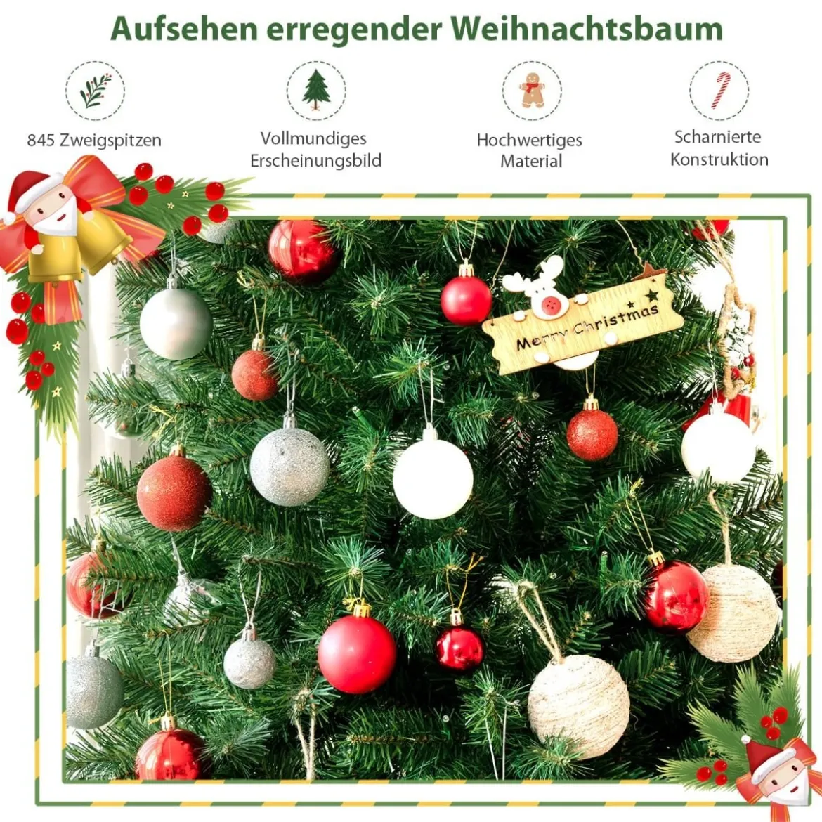 180 cm LED Weihnachtsbaum mit 9 Beleuchtungsmodi Künstlicher Tannenbaum Grün