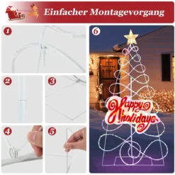 170cm LED Weihnachtsbaum mit Farbewechselnde Lichter & 6 Lichtmodi & Buchstaben & Stern