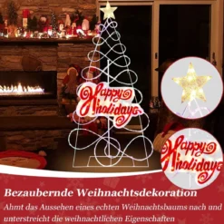 170cm LED Weihnachtsbaum mit Farbewechselnde Lichter & 6 Lichtmodi & Buchstaben & Stern