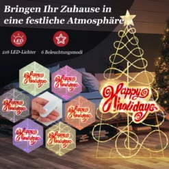 170cm LED Weihnachtsbaum mit Farbewechselnde Lichter & 6 Lichtmodi & Buchstaben & Stern