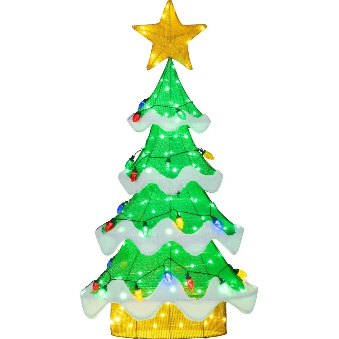 130 cm LED Weihnachtsbaum mit LED-Lichern & Stern & Erdbeerförmigen Glühbirnen