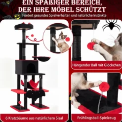 178 cm Mehrstöckiger Kratzbaum im Gothic Design mit Katzenhöhle 50 x 73 x 178 cm für Katzen