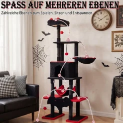178 cm Mehrstöckiger Kratzbaum im Gothic Design mit Katzenhöhle 50 x 73 x 178 cm für Katzen