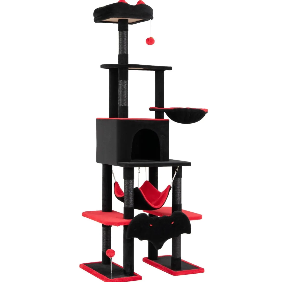 178 cm Mehrstöckiger Kratzbaum im Gothic Design mit Katzenhöhle 50 x 73 x 178 cm für Katzen