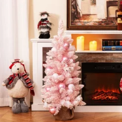 90 cm Mini künstlicher Weihnachtsbaum mit Schnee & Zementbasis Tannenbaum Chirstbaum