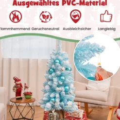 90 cm Mini künstlicher Weihnachtsbaum mit Schnee & Zementbasis Tannenbaum Chirstbaum