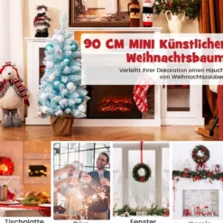 90 cm Mini künstlicher Weihnachtsbaum mit Schnee & Zementbasis Tannenbaum Chirstbaum
