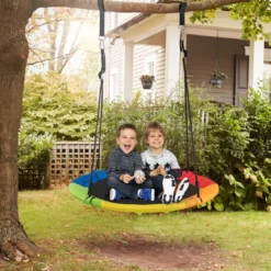 φ100 cm Nestschaukel mit Hängegurte Schaukel bis 300 kg belastbar Outdoor Gartenschaukel Bunt