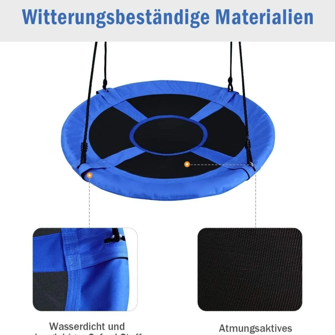 Ø100 cm Nestschaukel mit Hängegurte Schaukel Kinderschaukel Garten Blau