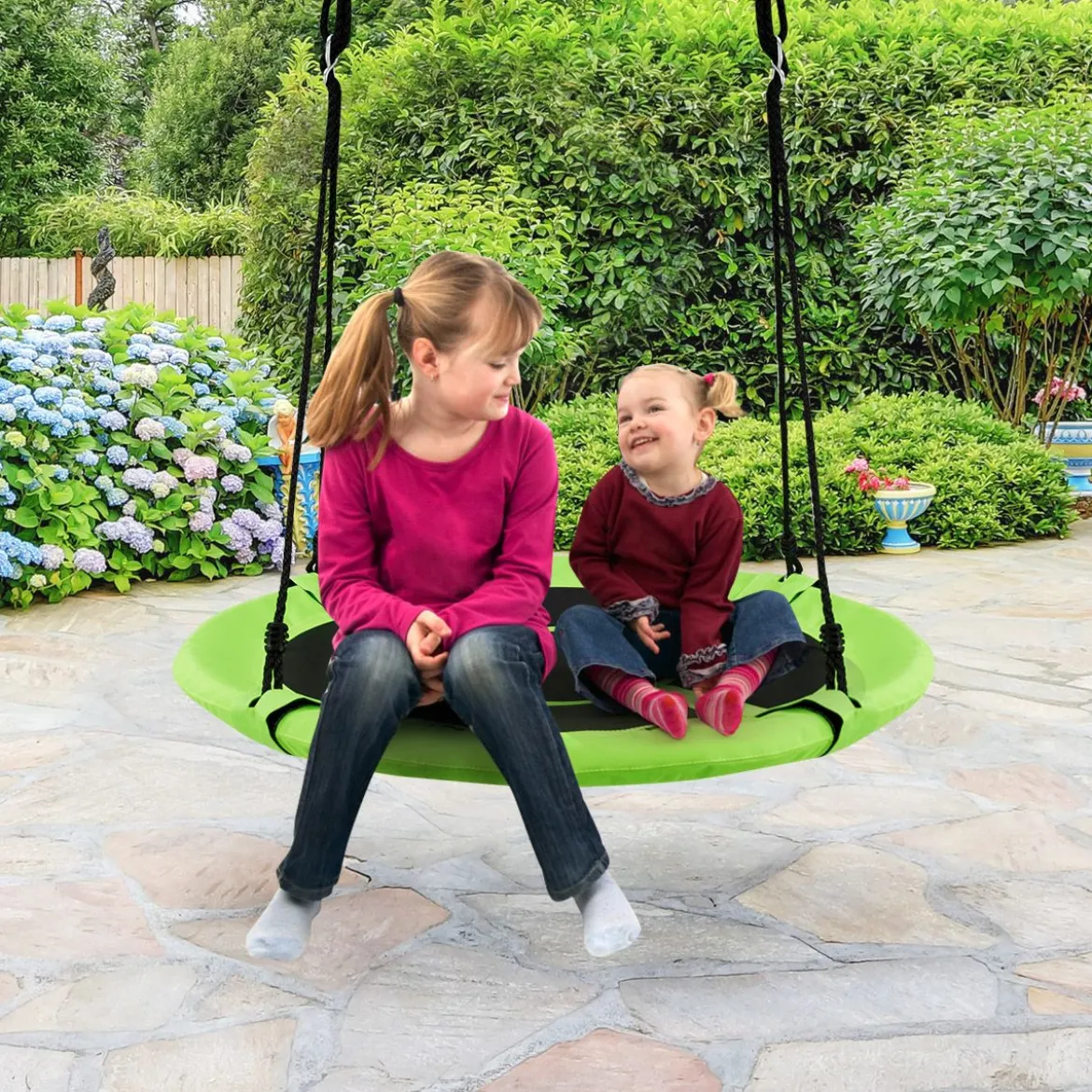 Ø100 cm Nestschaukel mit Hängegurte Schaukel Kinderschaukel Garten Grün