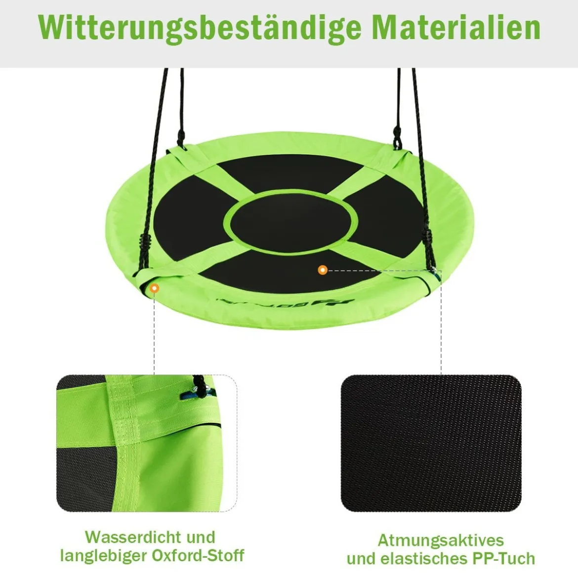 Ø100 cm Nestschaukel mit Hängegurte Schaukel Kinderschaukel Garten Grün