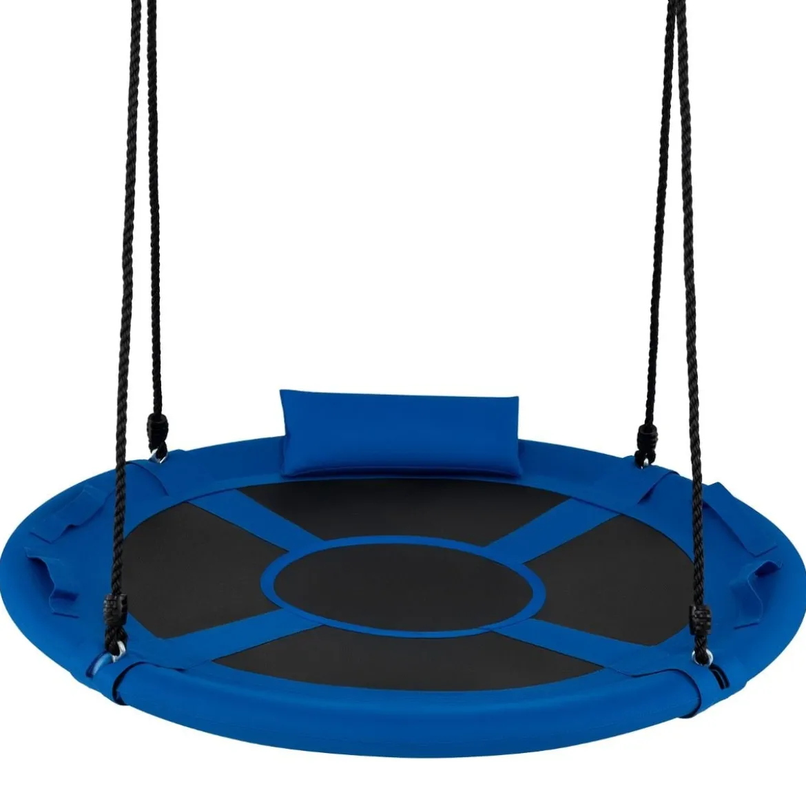 Ø100 cm Nestschaukel mit Kissen & Griffe Kinderschaukel mit 100-180 cm Höhenverstellbarem Seil Blau