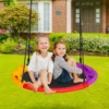 Ø100 cm Nestschaukel mit Kissen & Griffe Kinderschaukel mit 100-180 cm Höhenverstellbarem Seil Bunt