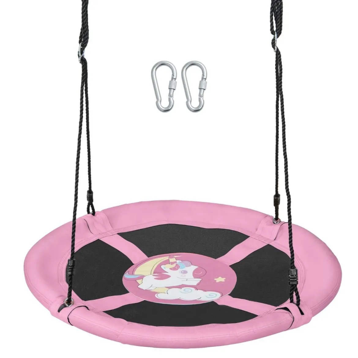 Ø 100 cm Nestschaukel mit Verstellbaren Seilen Hängeschaukel Kinderschaukel Rundschaukel Rosa