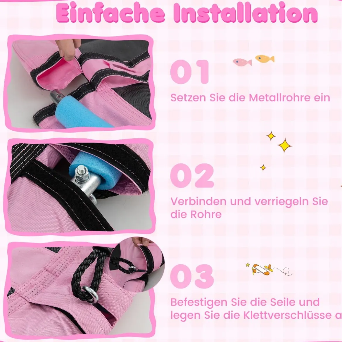 Ø 100 cm Nestschaukel mit Verstellbaren Seilen Hängeschaukel Kinderschaukel Rundschaukel Rosa