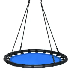 Ø100cm Nestschaukel Rundschaukel 100-160cm verstellbaren Seil Kinderschaukel 150kg Tragkraft Hängeschaukel blau