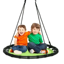 Ø100cm Nestschaukel Rundschaukel 100-160cm verstellbaren Seil Kinderschaukel 150kg Tragkraft Hängeschaukel grün