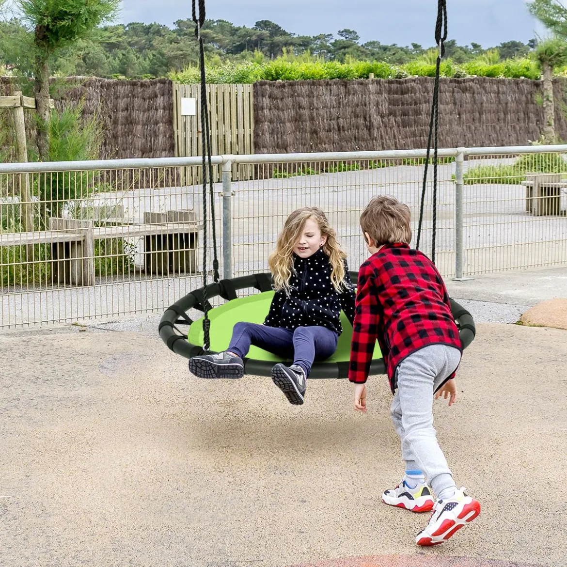 Ø100cm Nestschaukel Rundschaukel 100-160cm verstellbaren Seil Kinderschaukel 150kg Tragkraft Hängeschaukel grün