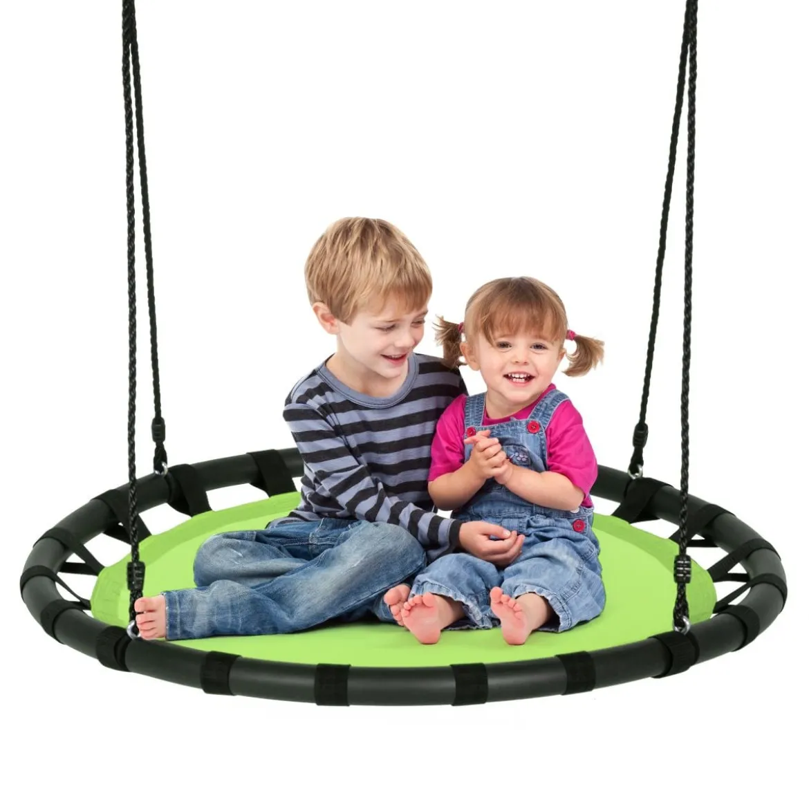 Ø100cm Nestschaukel Rundschaukel 100-160cm verstellbaren Seil Kinderschaukel 150kg Tragkraft Hängeschaukel grün