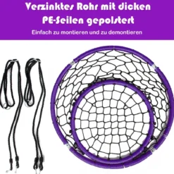 Ø89 cm Netz-Schaukel Baumschaukel-Set mit 100-160cm Seil verstellbar Lila