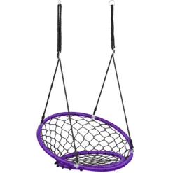 Ø89 cm Netz-Schaukel Baumschaukel-Set mit 100-160cm Seil verstellbar Lila