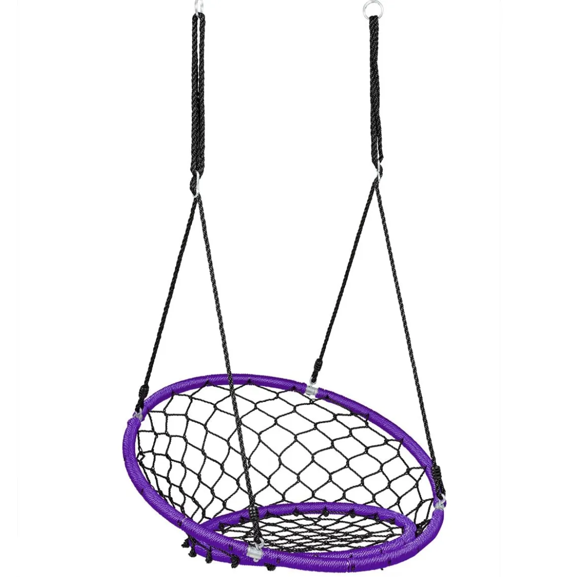 Ø89 cm Netz-Schaukel Baumschaukel-Set mit 100-160cm Seil verstellbar Lila