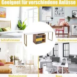 220 cm 2 Personen Schreibtisch Arbeitstisch Bürotisch Computertisch Eckschreibtisch