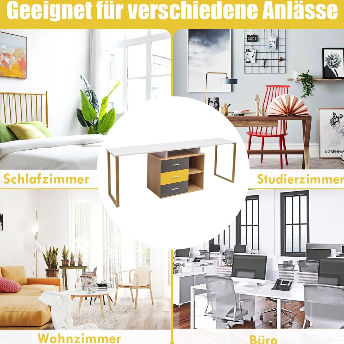 220 cm 2 Personen Schreibtisch Arbeitstisch Bürotisch Computertisch Eckschreibtisch