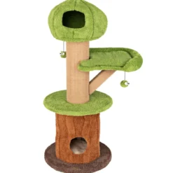 148 cm Pilz-Katzenbaum mit 2 Niedlichen Höhlen & Plüsch-Liegeplatz Katzenturm Kletterturm