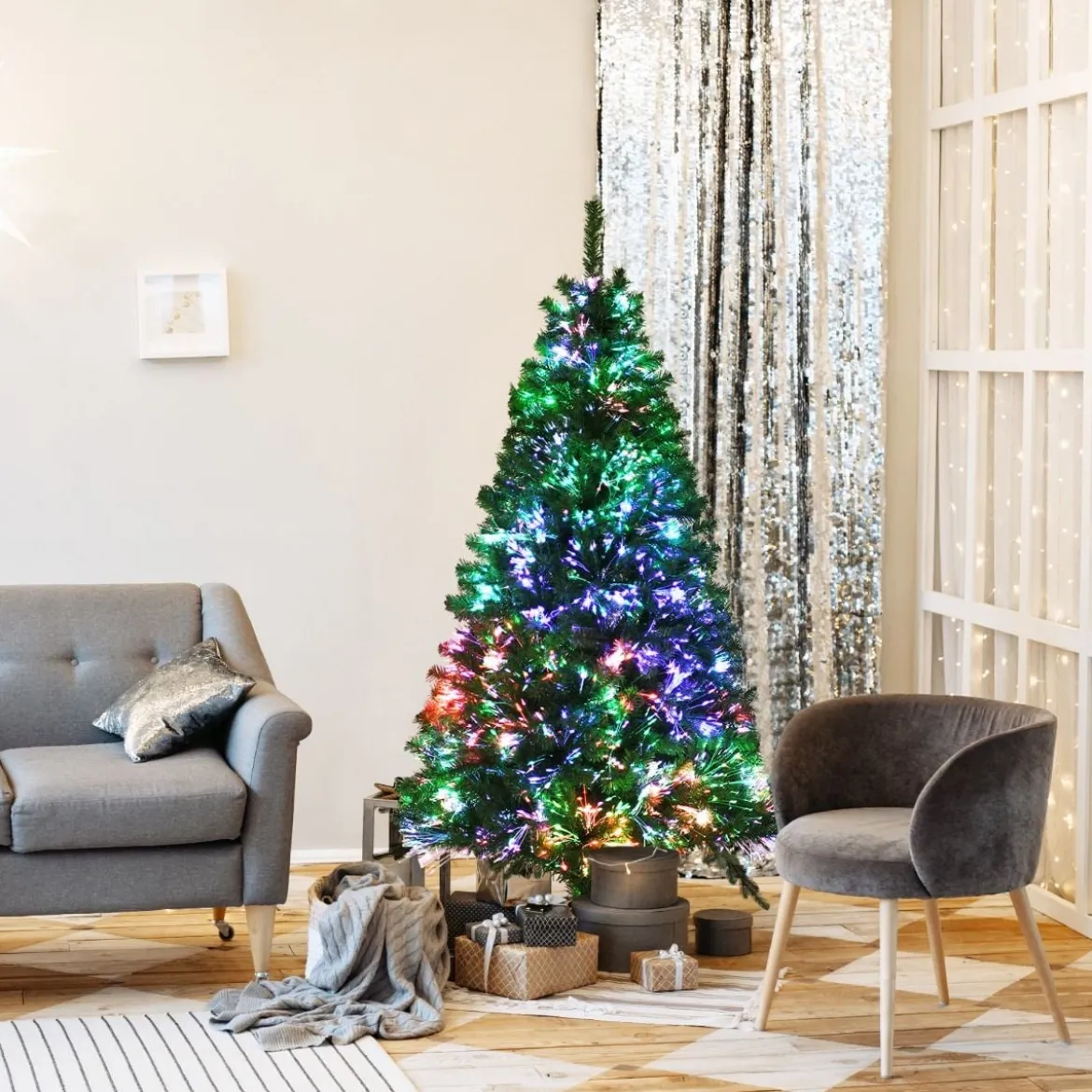 150 cm Premium-Weihnachtsfichte mit Glasfaseroptik Künstlicher Weihnachtsbaum Grün