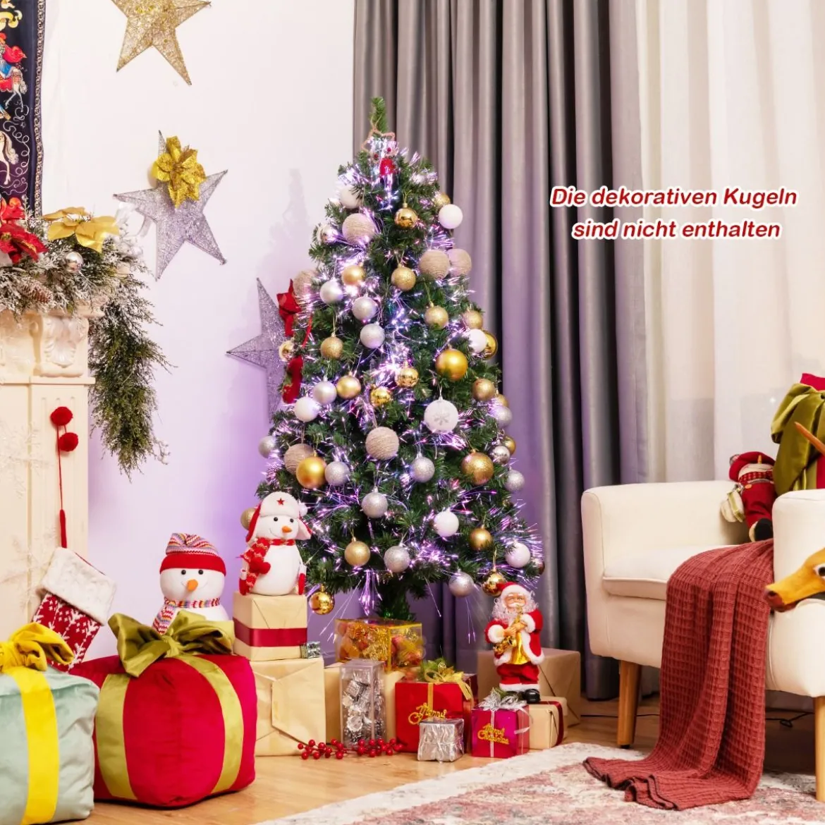 150 cm Premium-Weihnachtsfichte mit Glasfaseroptik Künstlicher Weihnachtsbaum Grün