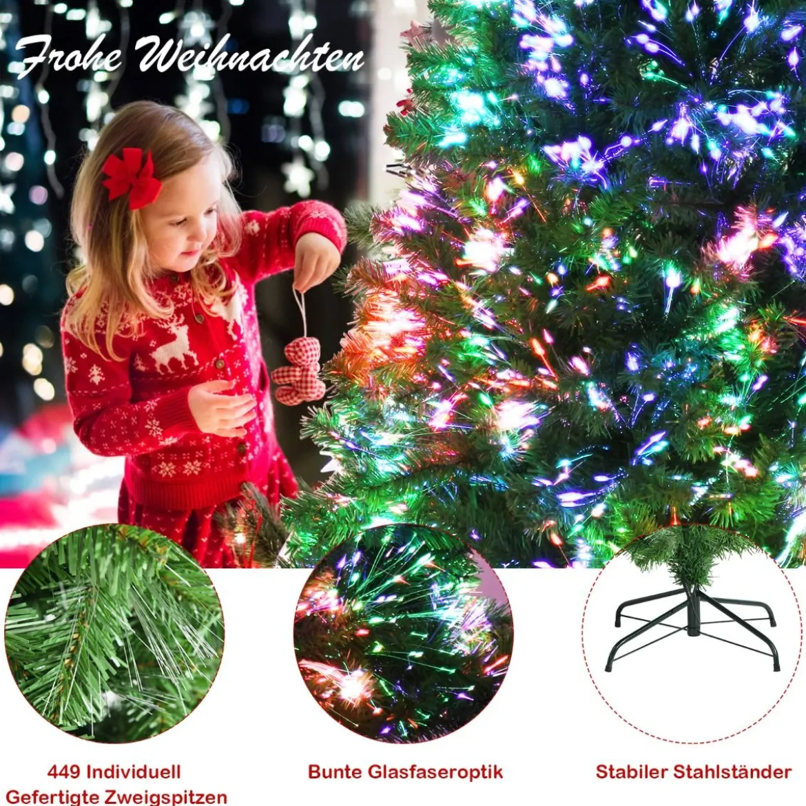 150 cm Premium-Weihnachtsfichte mit Glasfaseroptik Künstlicher Weihnachtsbaum Grün